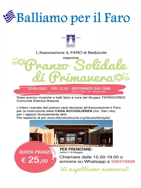 22 maggio "sosteniamo il Faro "